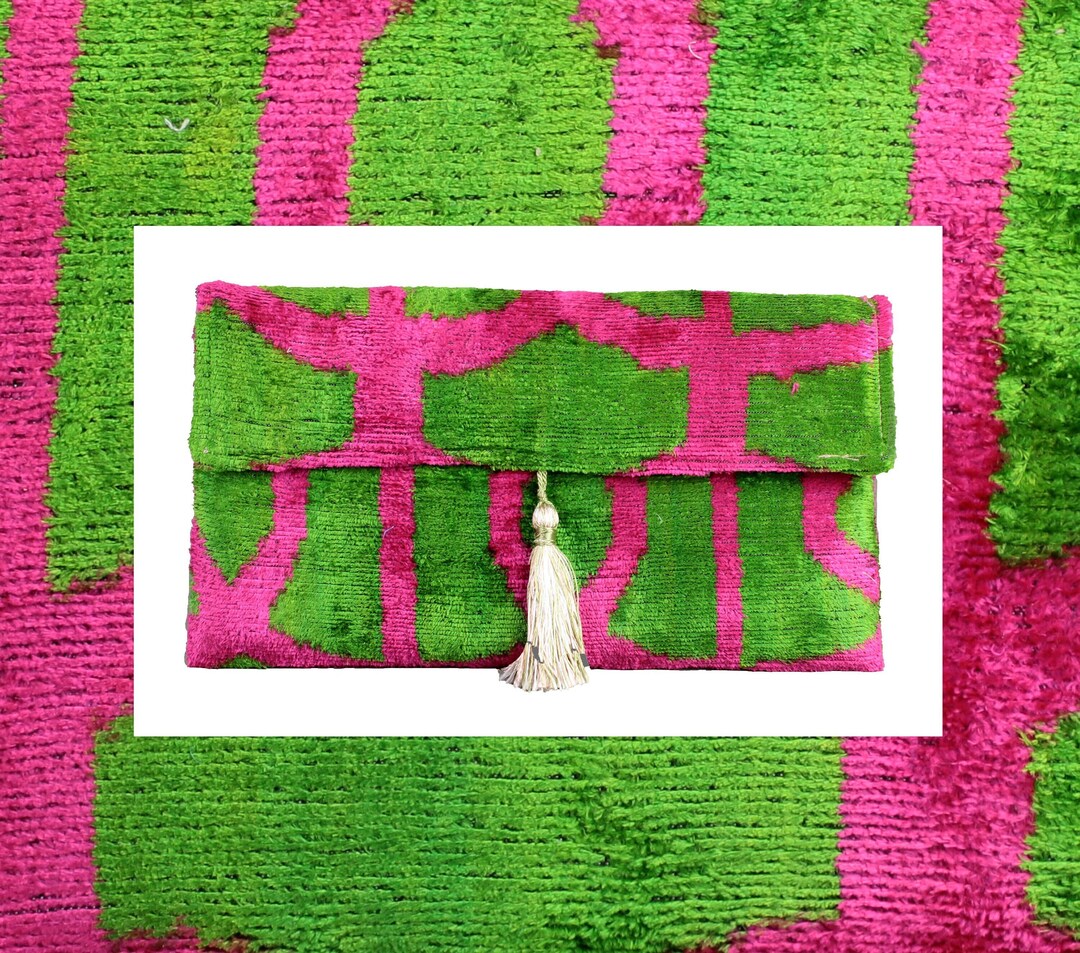 Hot Pink Clutch Bag,velvet Ikat Bag,crossbody Canvas Bag,bridesmaid ...