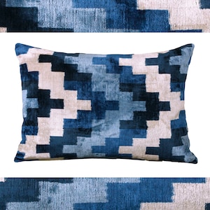 ikat pillow blue,Navy throw pillow,Blue bolster pillow,Long blue pillow,Custom throw pillow,Trendy blue pillow