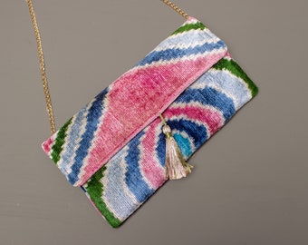 Ikat pink bags,Evening Clutchs,Bridemaid bag,Pink tassels Clutch,Bride Clutch bag,Bridal gift ideas