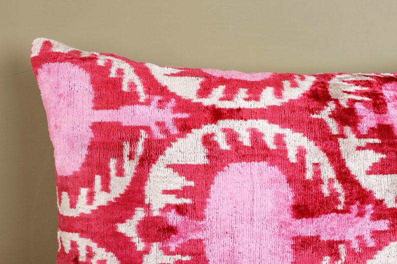 Pink Pillow Cover 16x24cushion Cover Pinkvelvet Ikat Pillow Etsy