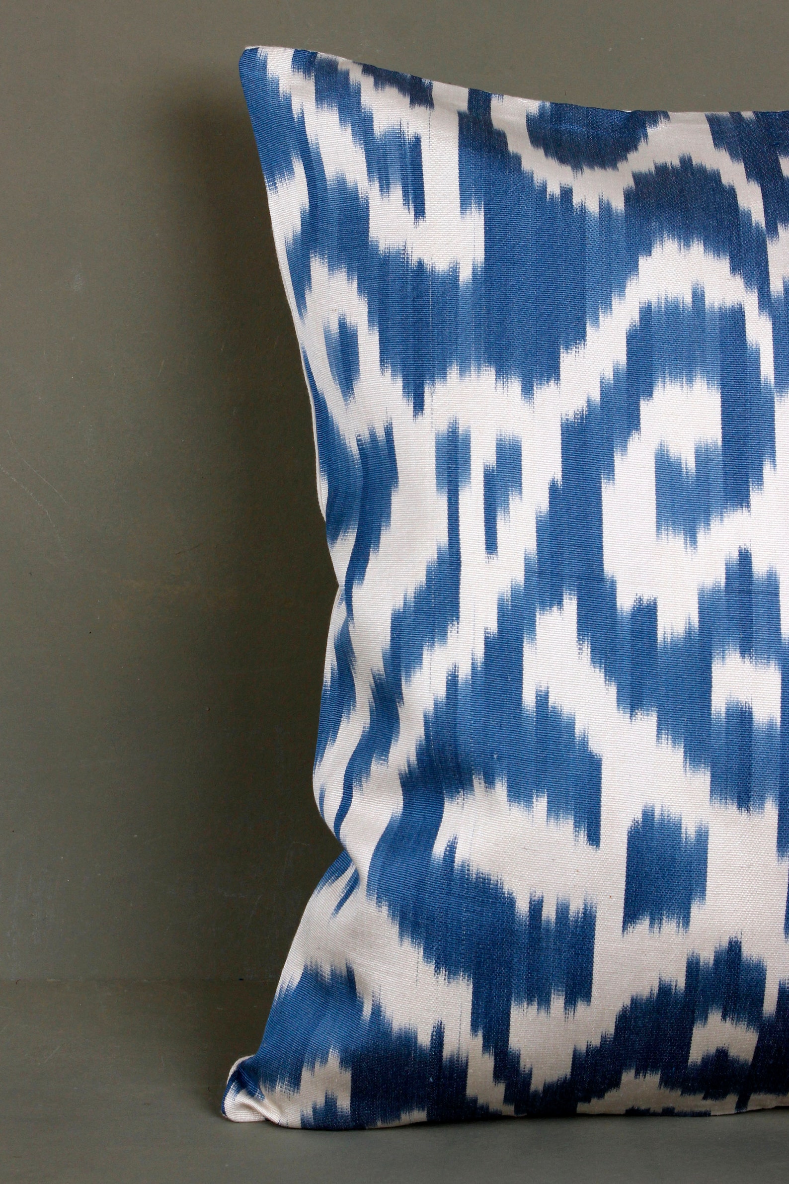 Blue Patterned Pillow Coversilk Ikat Pillow Cover Blueblue Etsy