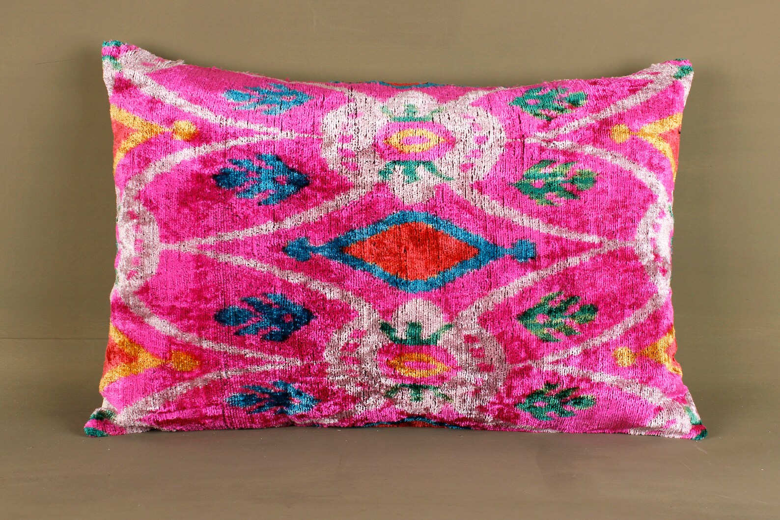 Hot Pink Throw Pillowpink Ikat Pillowshot Pink Velvet Etsy