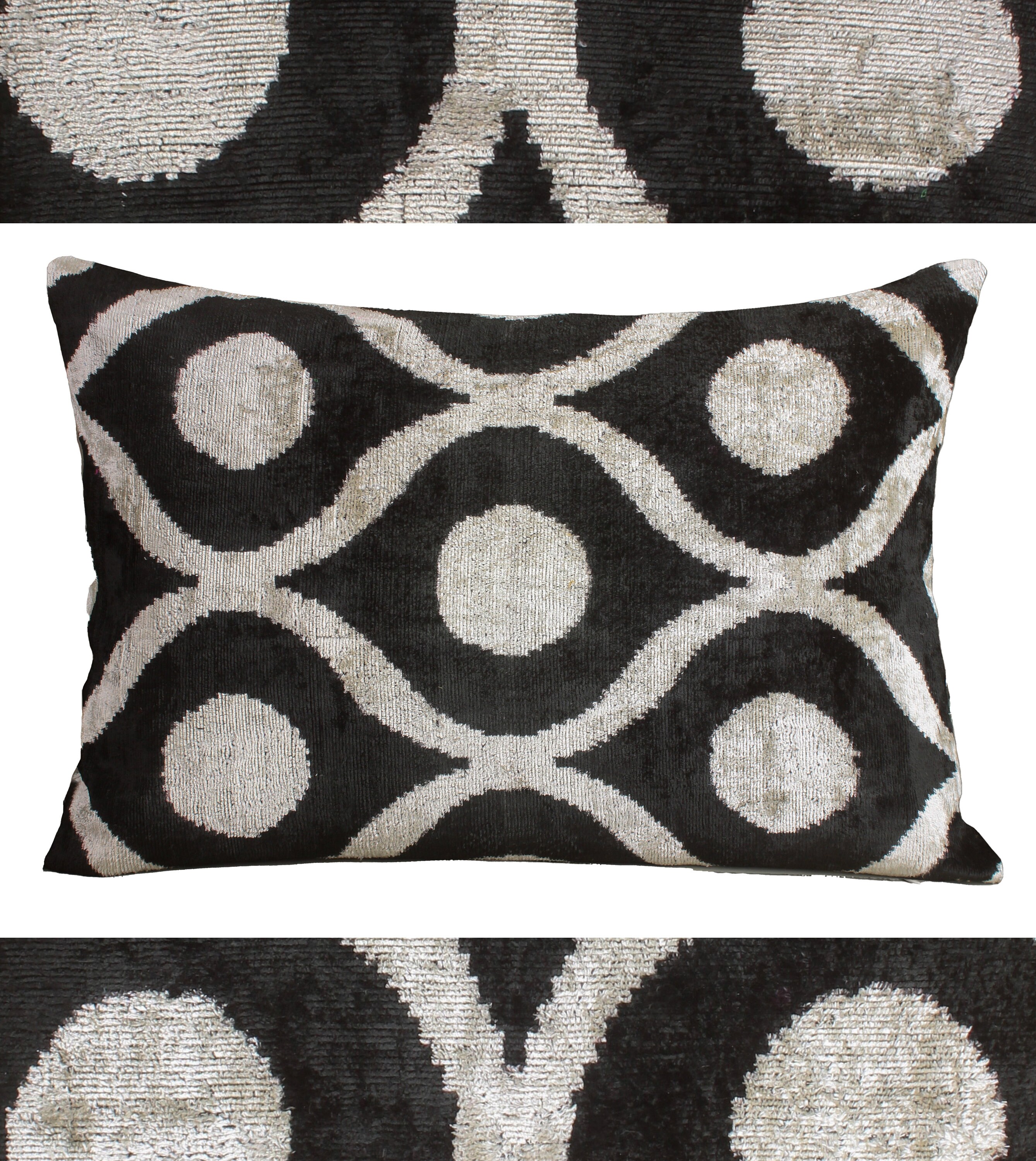 Black Ikat Pillow Cover Black White velvet Ikat Pillow Cover modern Kilim Pillow Cover turkish Pillow Cover 16x24 Black White Etsy