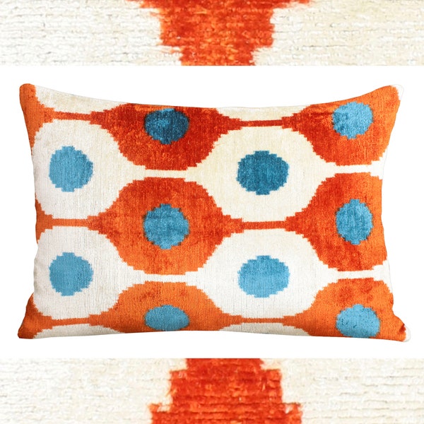 Rust throw pillow,Burnt orange pillow,Orange ikat cushion cover,Rust big throw pillow,Modern pillow,Rust designer pillow,18x18 Cushion cover