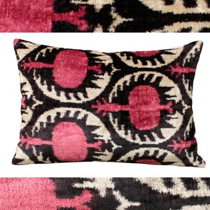 Purple Velvet ikat pillow cover,Maroon and black  ikat pillow,24x24 Throw pillow cover,Maroon cushion cover,Pink pillow cases 18x18