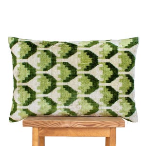 Green Ikat Pillows | Green Velvet Pillow | Green Throw Pillows | Green Lumbar Pillow |  Forest Green Pillow | Home Decor Items