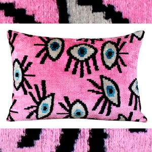 Pink ikat pillow cover,Pink Velvet pillow,Pink Throw pillow,Hot pink Pillow cover,Pink cushion cover 18x18,Customized pink pillow