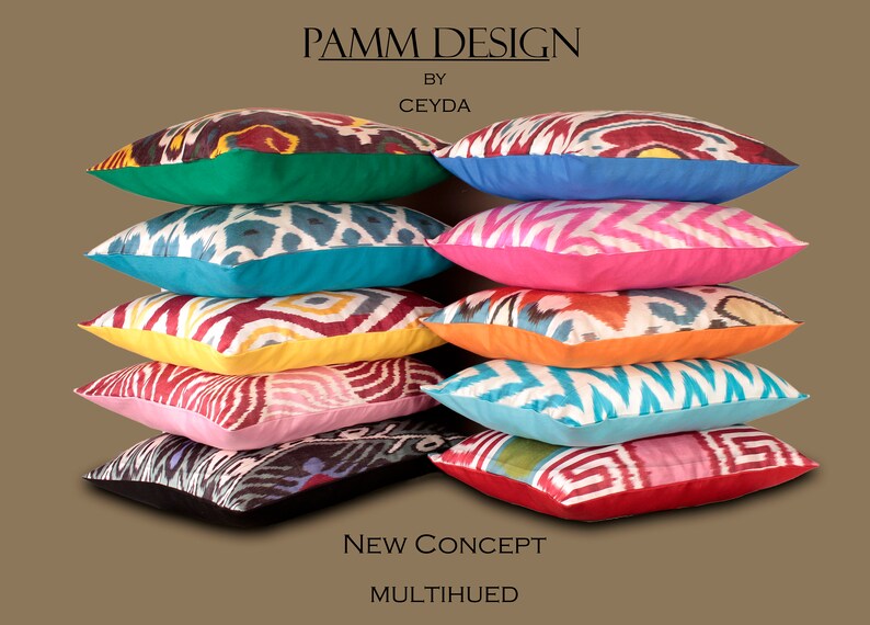 Blue Patterned Pillow Coversilk Ikat Pillow Cover Blueblue Etsy