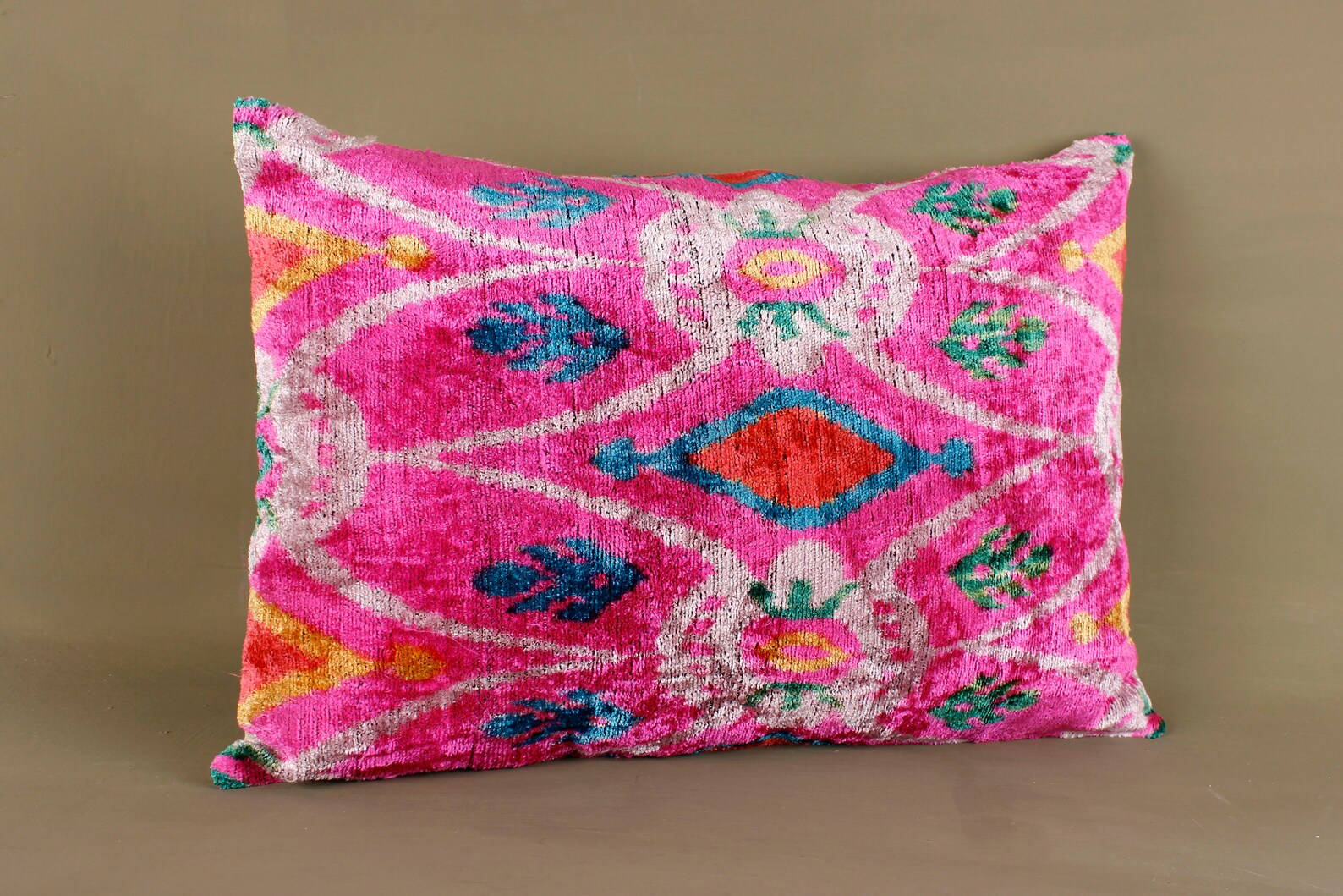 Hot Pink Throw Pillowpink Ikat Pillowshot Pink Velvet Etsy