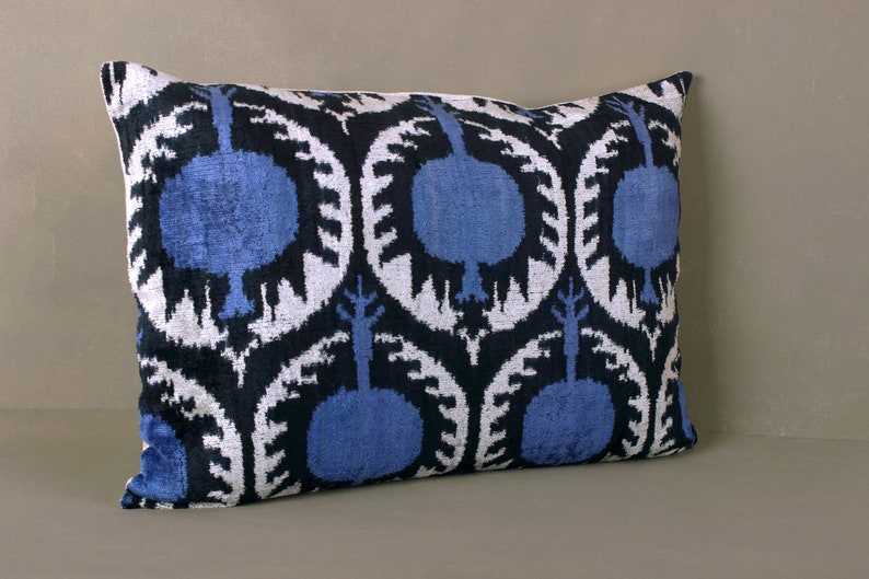 Navy Velvet Pillow Coversnavy Ikat Pillowvelvet Ikat Etsy