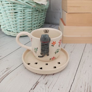 Catlover Mug, Cat Mug, Handmade Ceramic Mug, Ceramic Mug, Cat Coffee Cup, Gift for Cat lover, Christmas Gift