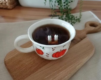 Orange Pumpkin Snail Mug, Pumpkin Mug, Handmade Ceramic Animal Mug, Ceramic Mug, Funny Handmade Mug, Halloween Mug with Pumpkin
