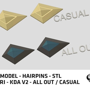 Ahri - Hairpins - K/DA - The Baddest - All Out - 3D MODEL only- League of Legends - LoL KDA
