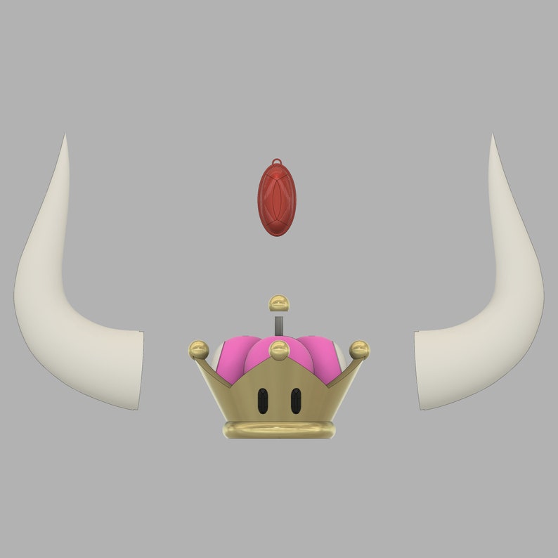 Bowsette Crown & Horns and Brooch - Set - STL Files for 3D Printing - Bild 2