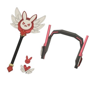 D.Va - Bastón, auriculares y accesorios de Magical Girl - Overwatch - - Archivos STL para impresión 3D -