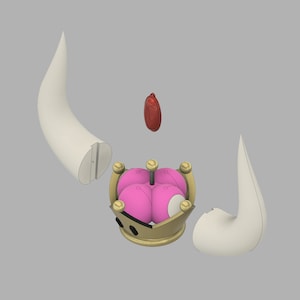 Bowsette Crown & Horns and Brooch - Set - STL Files for 3D Printing -