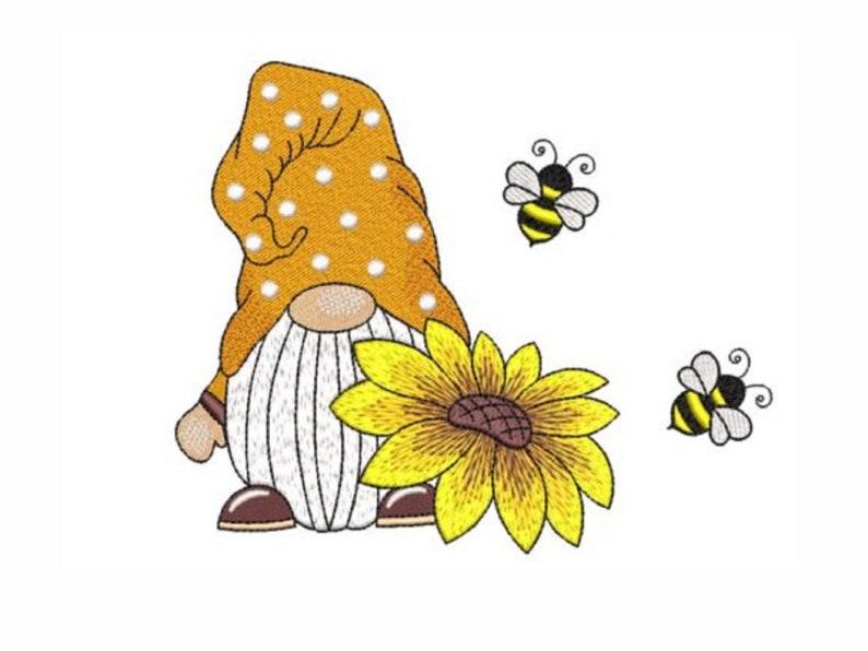 Bee gnome embroidery design dst exp hus jef pec pes sew  etsy Bee gnome embroidery design dst exp hus jef pec pes sew  etsy