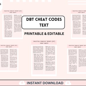 DBT Cheat Sheet, DBT Coping Skills Card, DBT Mental Health Therapy Tool, Bpd, Dialectics Behavior Therapy Worksheets, Counselor Resource