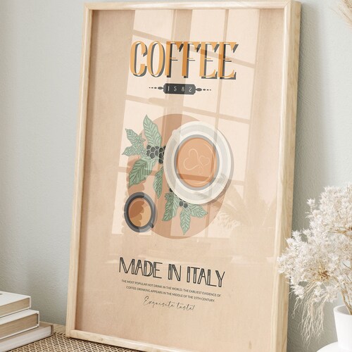 Coffee Poster Bar Wall Art Retro Coffee Art Print Coffee Etsy