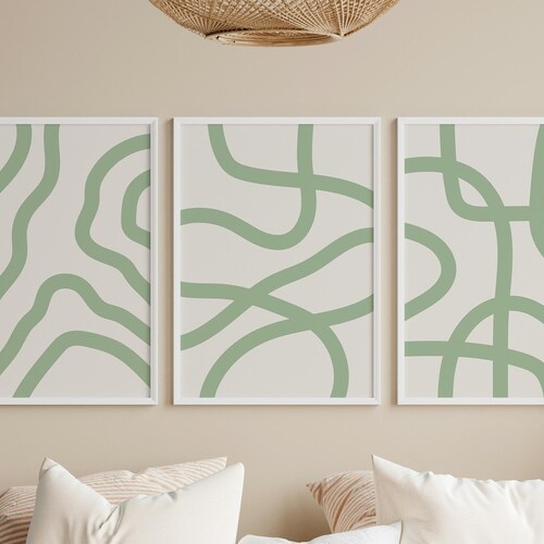 Set of 3 Printable Sage Green Wall Prints Green Botanical - Etsy