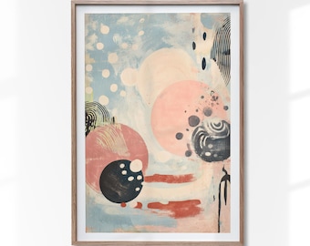 Arte de pared con círculos abstractos, impresión geométrica moderna, póster de arte contemporáneo, decoración del hogar