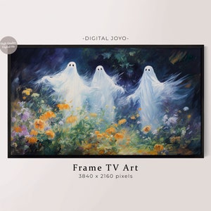 Ghosts frame tv art, Halloween frame tv art, Ghost painting for tv, Fall art for tv, Autumn tv art, Samsung frame tv art, Instant download