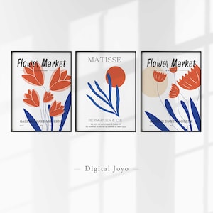 Gallery Wall Art, Exhibition Poster Set of 3 Prints, Matisse Prints, Flower Market, Gallery Bundle Art, Digital Download, Modern Wall Art