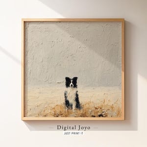 Border Collie Art Print, Minimalist Dog Decor, Modern Canine Wall Art, Digital Download
