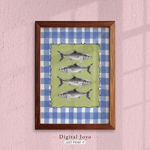 Fischschwarm: Coastal Cottagecore Wall Art (Digitaler Download)