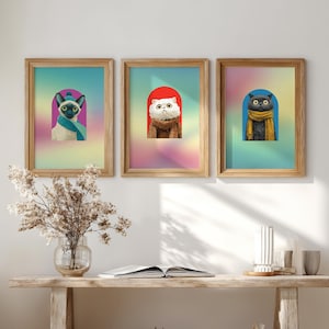 Colorful Cat Prints Set: Trendy Gallery Wall Art (Digital Download)