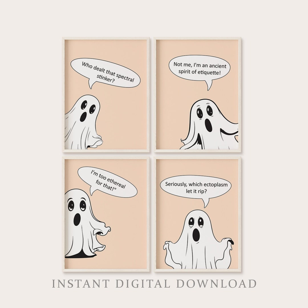 Fun Ghost Poster Funny Ghost Poster Set Cute Ghost Art Funny Bathroom Decor - Etsy Australia