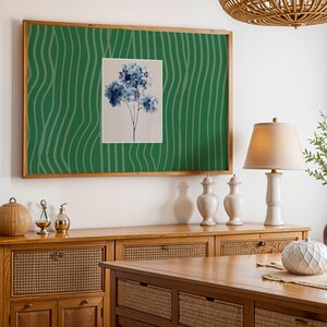 Blue Floral Art Print, Vintage Botanical Hydrangea Poster, Digital Download