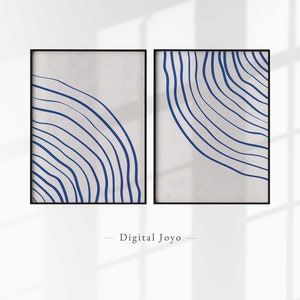 Ensemble d’art mural bleu marine, décoration murale bleue moderne, ensemble d’art mural bleu abstrait, ensemble d’art mural 2 pièces, art mural marine, art minimaliste bleu