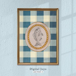 Fish Illustration Print, Mid Century Modern Coastal Decor & Cottagecore Poster, Digital Download
