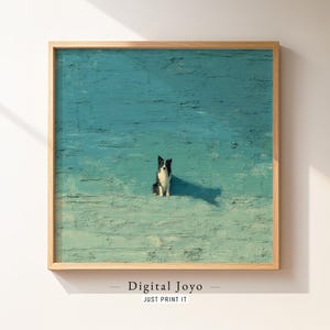 Blue Minimalist Dog Print, Modern Pet Lover Wall Art Digital Download
