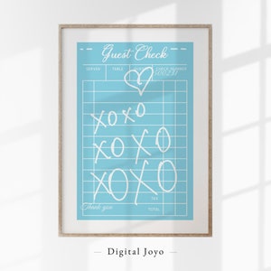 Blue Guest Check Print: Preppy Bar Cart Art (Digital Download)