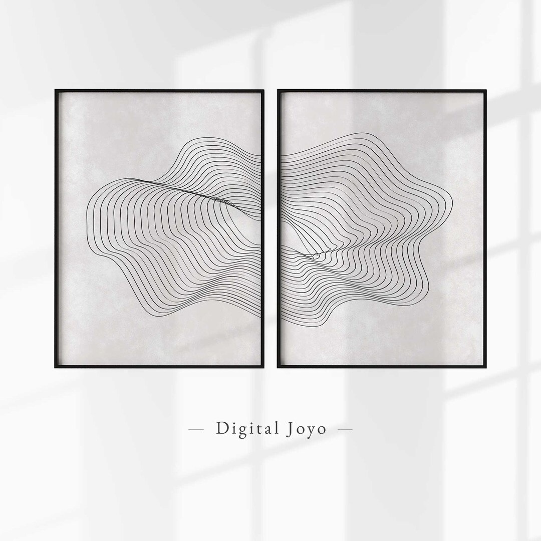 Abstract Black Wall Art, Printable Art Set of 3, Minimalist Black ...