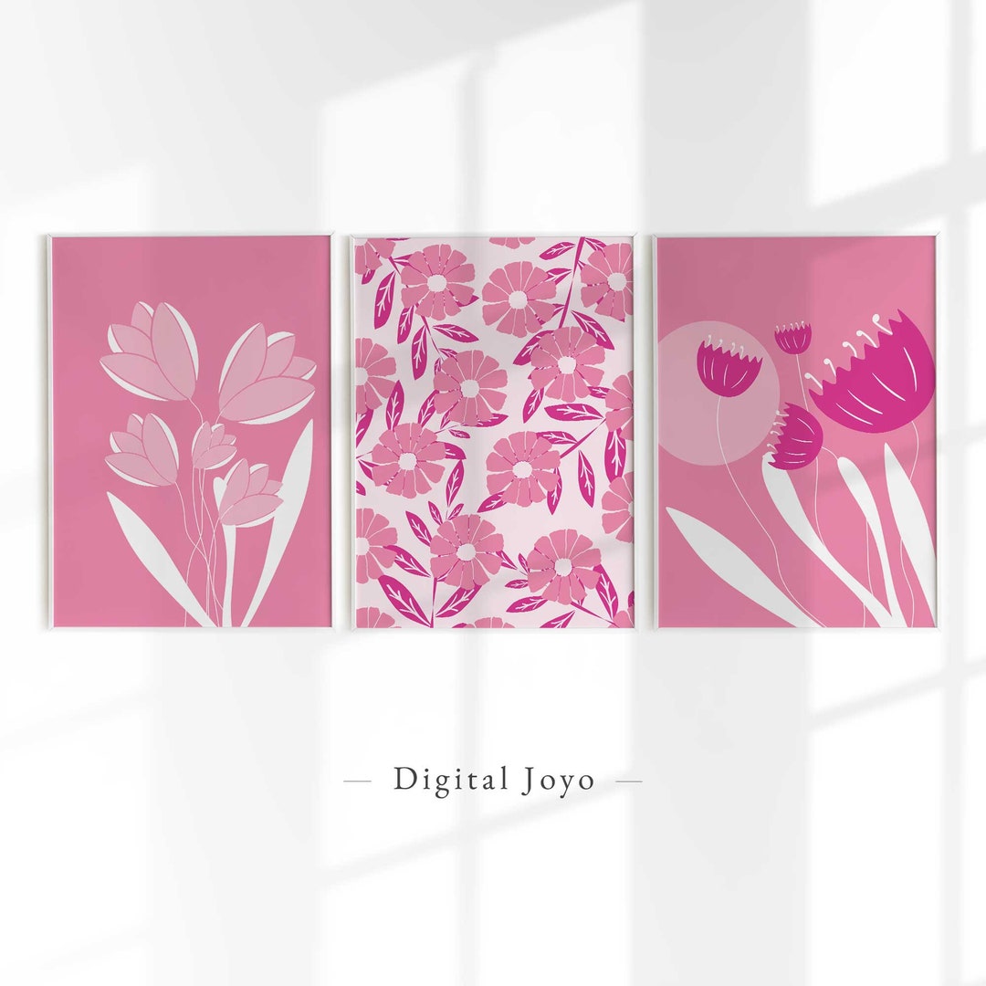 Light Pink Wall Art, Preppy Pink Aesthetic Posters, Pink Wall Art