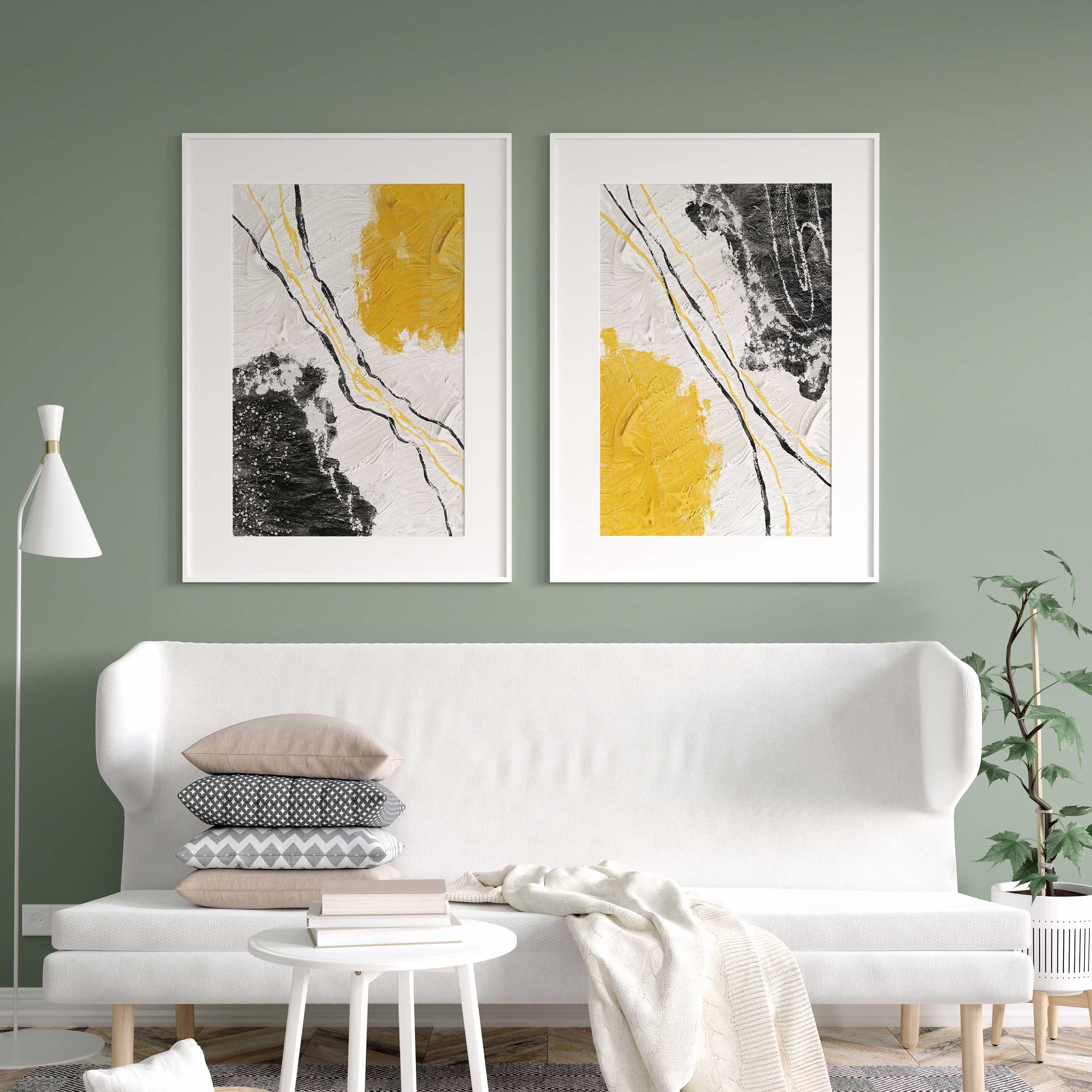Black Yellow Wall Art Print Set Black Yellow Printable Wall Etsy