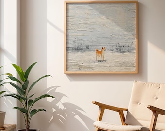 Shiba Inu Wall Art, Minimalist Dog Painting, Printable Pet Lover Gift