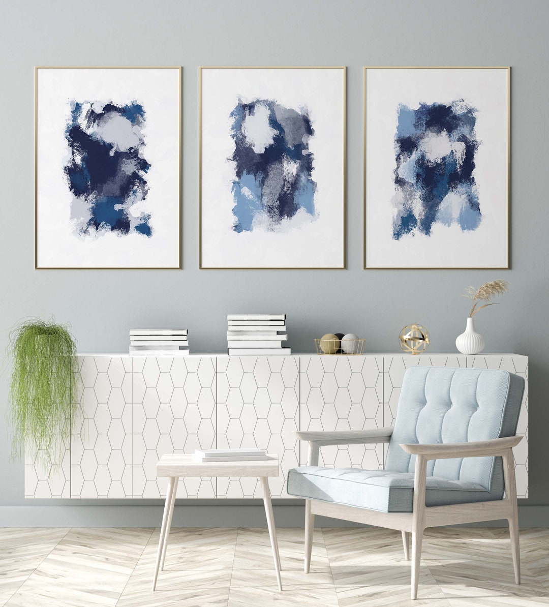 Navy Blue Abstract Art Prints: Modern Wall Decor Set (digital Download ...