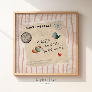 Vintage Postcard Printable, It Feels So Good to Be Home, Digital Download