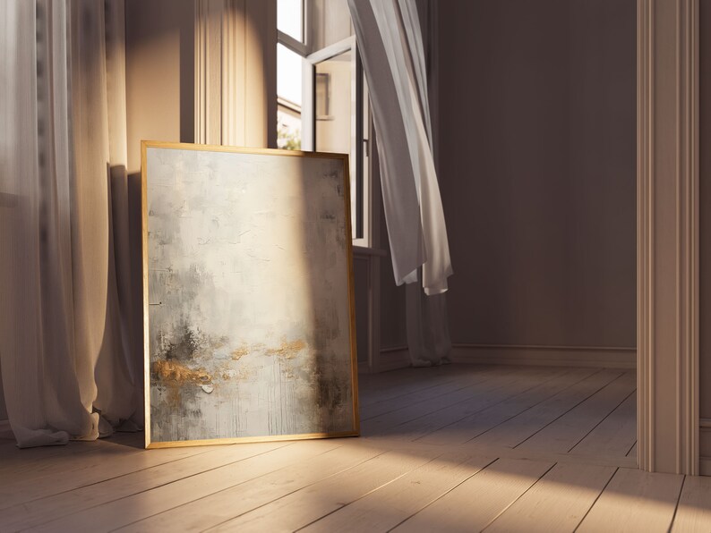 Silver Grey Gold Wall Art, Modern Neutral Wall Art Set of 3, Grey Abstract Prints, Abstract Grey