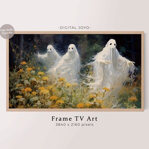 Ghosts in garden frame tv art, Ghost painting instant download, Fall art for tv, Halloween tv art, Samsung frame tv art, Digital download