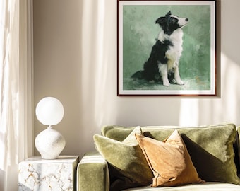 Bordercollie zittende hond print