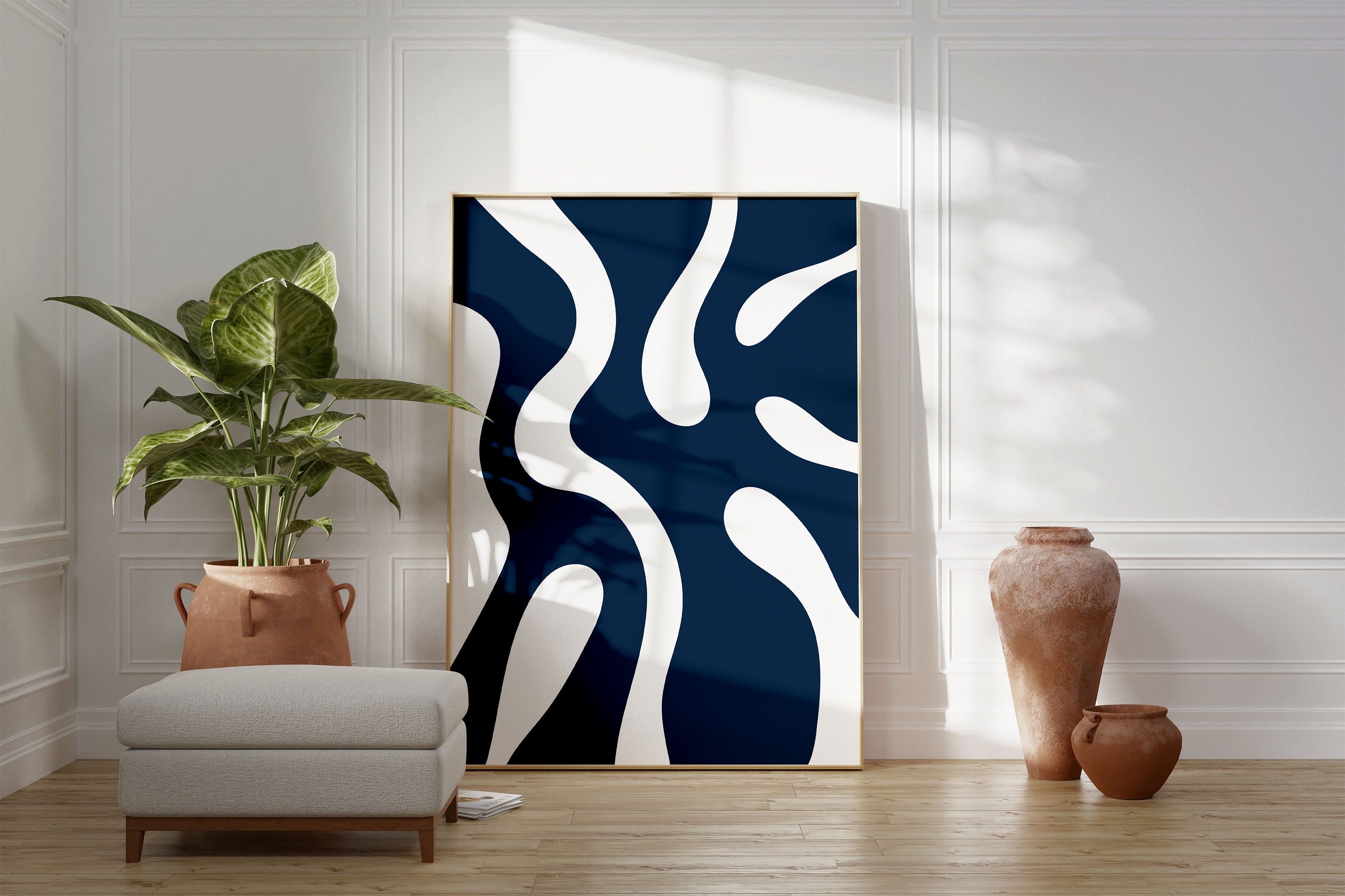 Navy Blue Wall Art Prints 3 Piece Art Set Blue Abstract Wall Etsy Canada