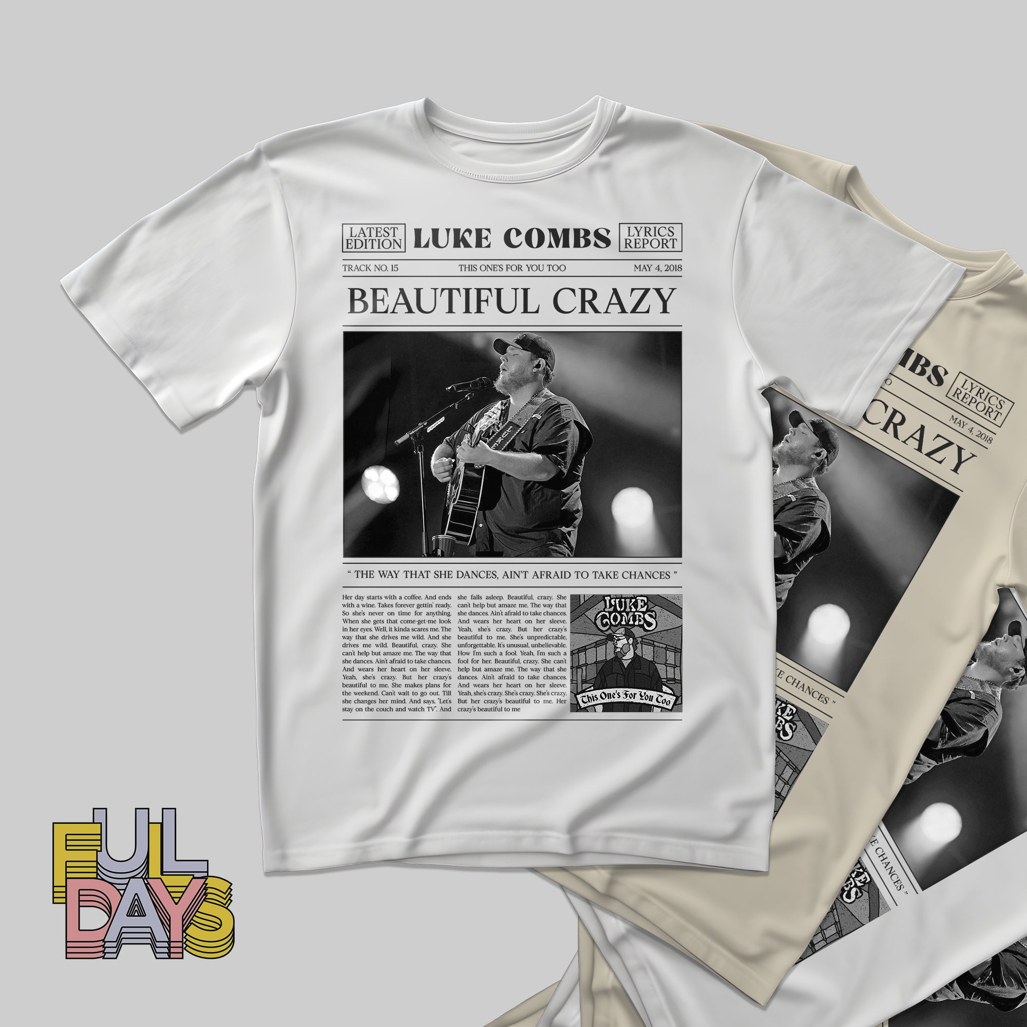 Luke Combs Retro Newspaper Print, Beautiful Crazy Poster, Beautiful ...