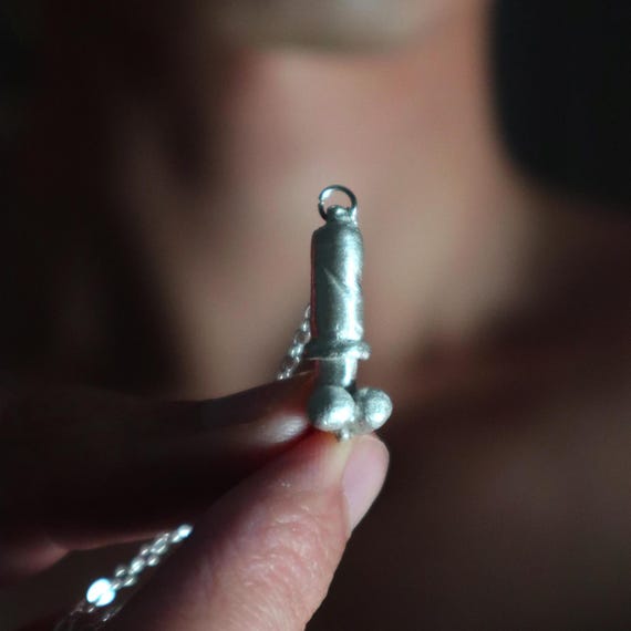 Silver Necklace - Condom Shape