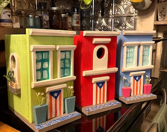 3 San Juan Houses, cedar and handpainted