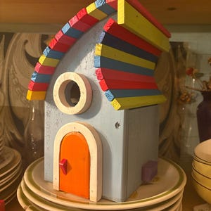 Hand Painted Cedar Birdhouse. Dr Suess inspired